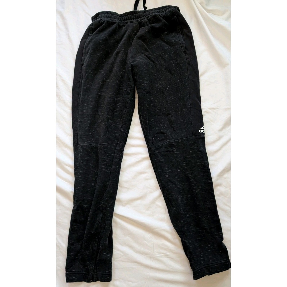 Adidas‎ Mens Medium Black Fleece Joggers With Leg Logo And Drawstring
